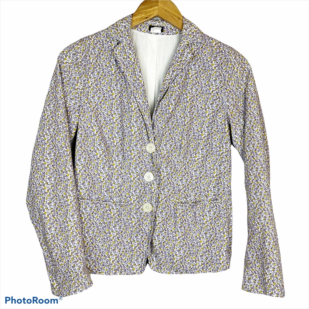 EUC J. Crew Floral Printed Ruches back Cotton Blazer